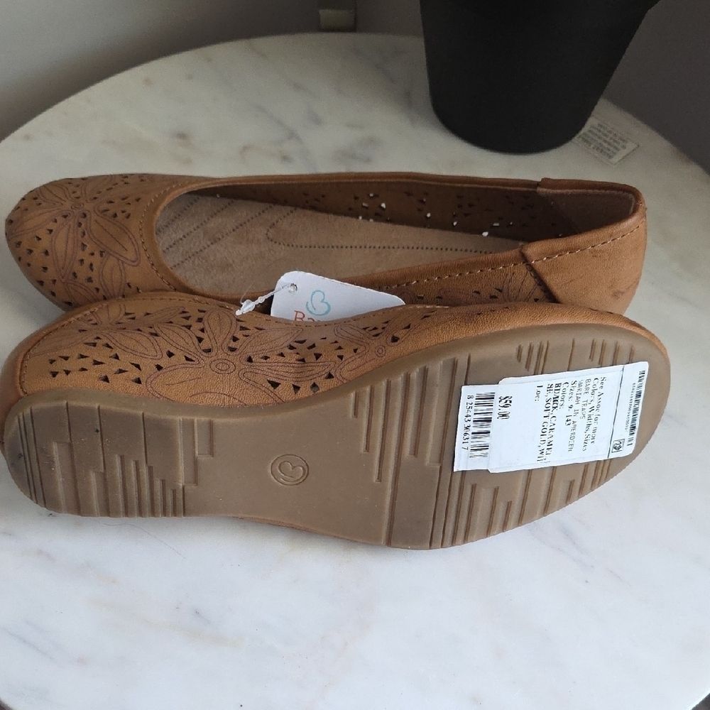 BareTraps Brown Women's Flats with Floral Cut-Outs - Picture 2 of 5